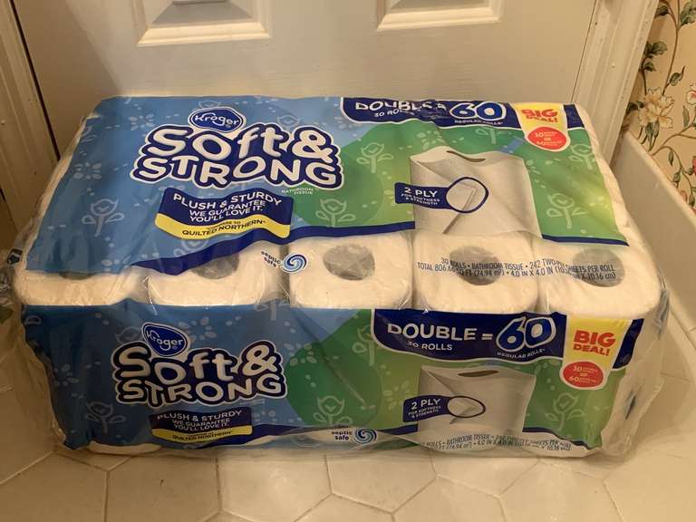 30 DOUBLE ROLLS OF TOILET PAPER - UP HALL BATH CLOSET image