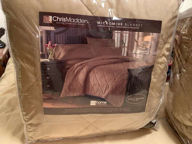 NEW FULL/QUEEN CHRIS MADDEN MICROMINK BLANKET (TAN) - UP BED 2 image