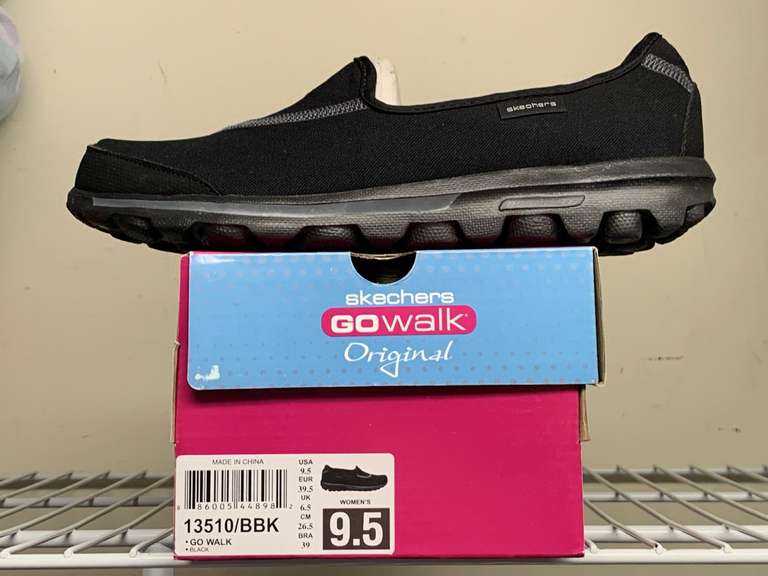 NEW SKECHERS GO WALK BLACK SLIP ONS SIZE 9 1/2M - UP MASTER CLOSET 2 image