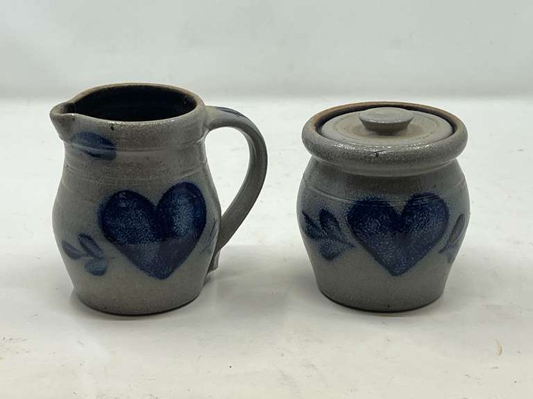 KIT…Rowe pottery stoneware creamer and sugar, see pictures for details. image
