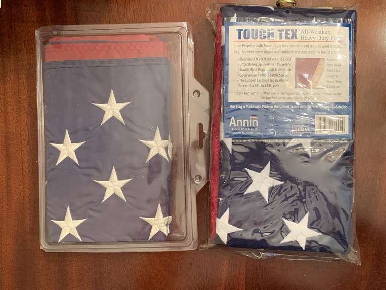 NEW 3X5 SPUN POLYESTER US FLAG & 3X5 NYLON US FLAG (APPEARS NEW) - FOYER image