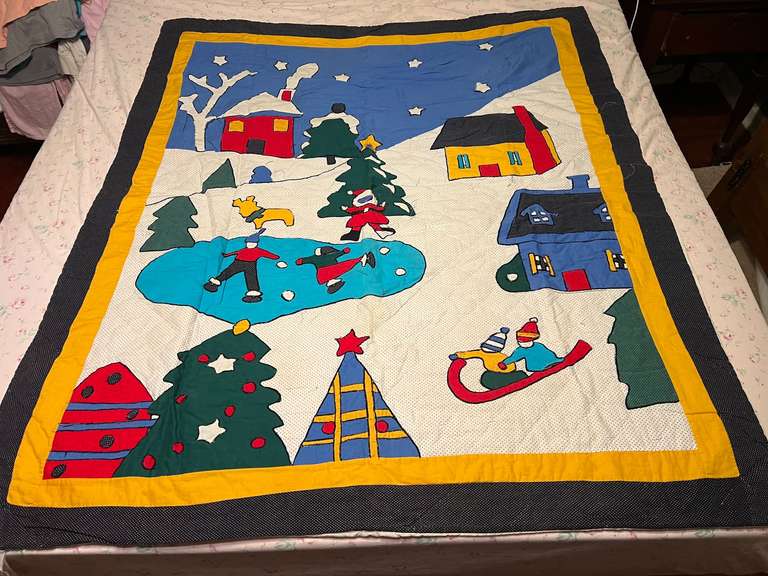 LR…Vintage custom child’s quilt, seller states this piece was made by his grandmother, see pictures for details. image