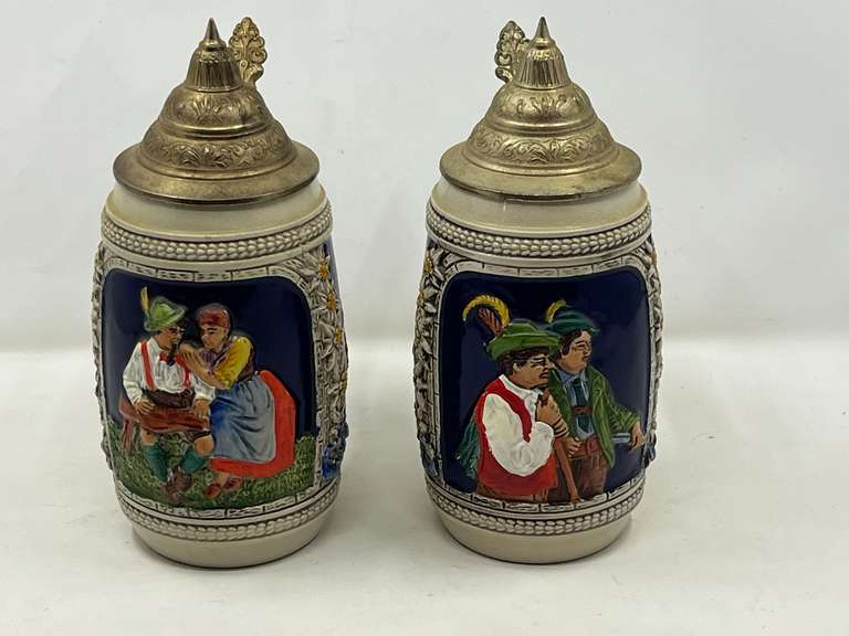 DEN… Vintage German beer steins, set of two, see pictures for details. image