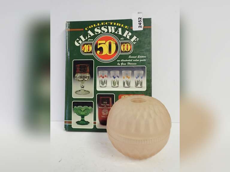 Collectible Glassware Book and Frosted Pink Fairy Lamp - Possibly Indiana Glass image