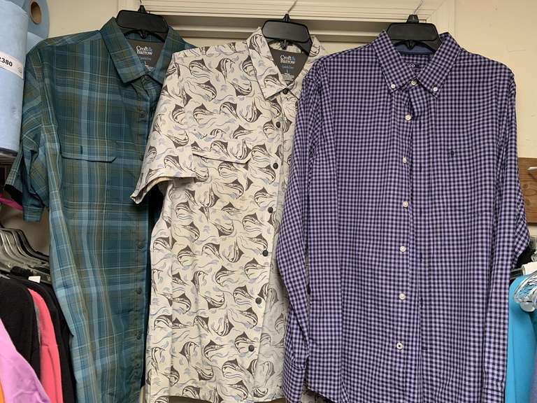 9 NICE MEN'S SHORT SLEEVE BUTTON UP SHIRTS (SIZE LARGE) - UP MASTER CLOSET 2 image