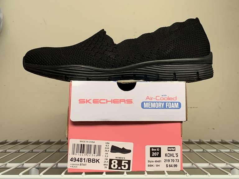 NEW SKECHERS BLACK SLIP ONS SIZE 8 1/2M - UP MASTER CLOSET 2 image
