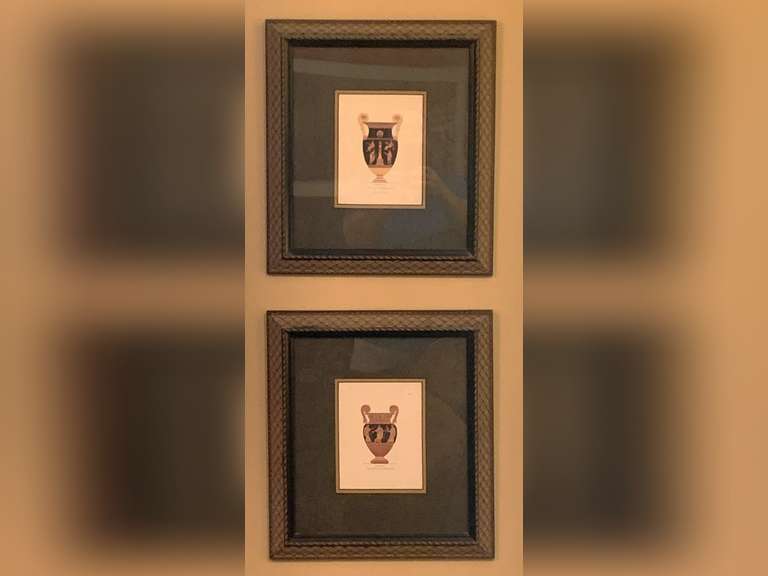 PAIR NICELY FRAMED/MATTED URN PRINTS BY HENRY MOSES 15" X 17" - DEN image
