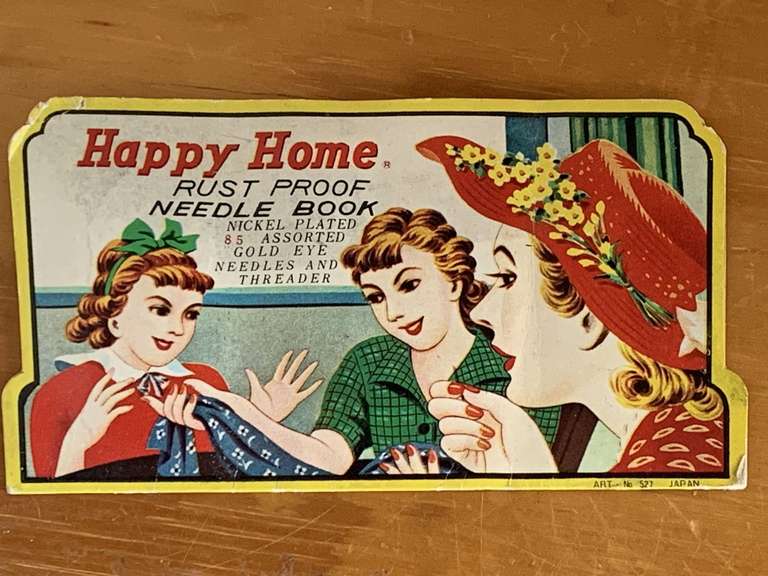 VINTAGE "HAPPY HOME" RUST PROOF NEEDLE BOOK - CHECKOUT image