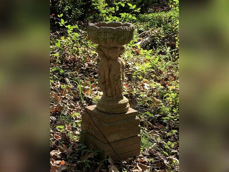 CONCRETE STATUE/BIRD BATH 23" TALL (SOME DAMAGE) - BACK YARD image