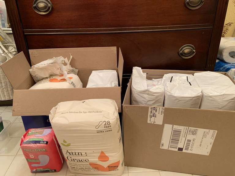 2 BOXES OF LADIES FEMININE PADS (MOSTLY ALWAYS #5) - UP MASTER BATH image