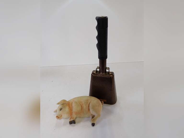 WMM Cow Bell and Ceramic Pig Figurine image