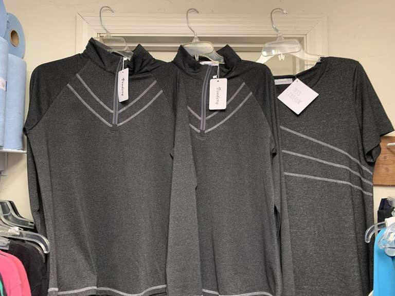 LADIES ATHLETIC WEAR - 11 TOPS, 3 PANTS (SIZE LARGE- 8 NEW W/ TAG) - UP MASTER CLOSET 2 image