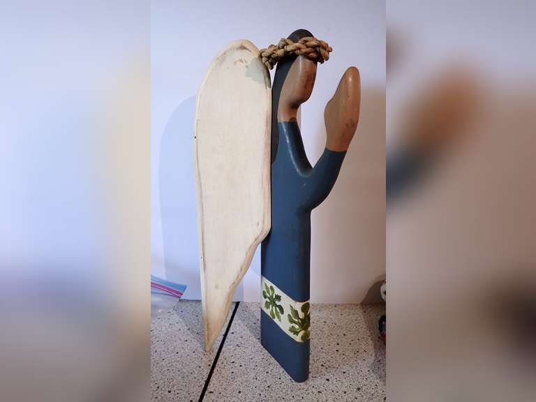 Hand Carved Wooden Angel Figurine image