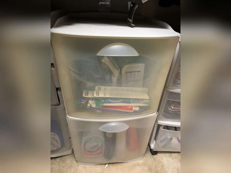 2 DRAWER PLASTIC STORAGE CABINET (CABINET ONLY) 15" WIDE X 16" DEEP X 26" TALL ***SPECIAL PICKUP INSTRUCTIONS - UP MASTER CLOSET 2 image