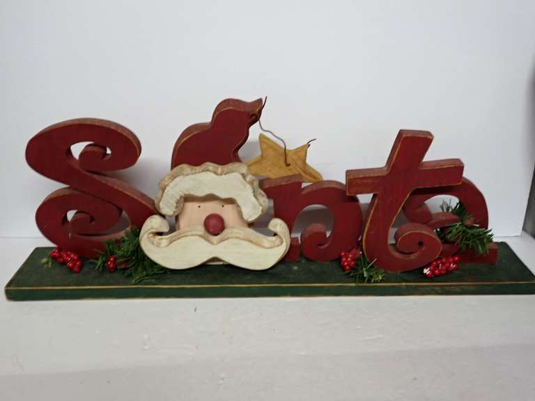 Wooden Santa Mantle Decor image