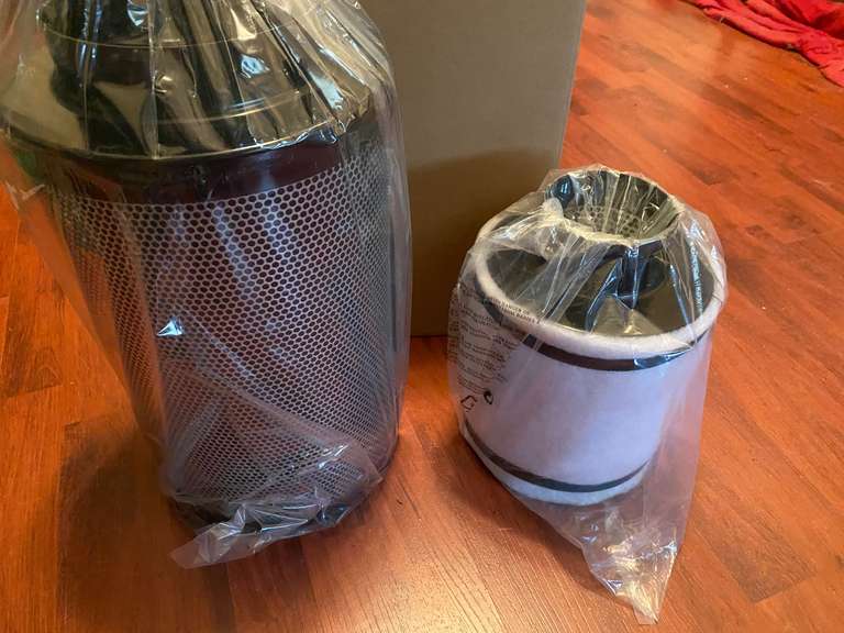 BR1… Air filters, two pieces, appear to have never been used, believed to be charcoal air filters, see pictures for details. image