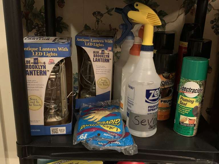 SHELF LOT TO INCLUDE 2 NEW BATTERY OPERATED LANTERNS, BUG SPRAY & MORE - DINETTE image