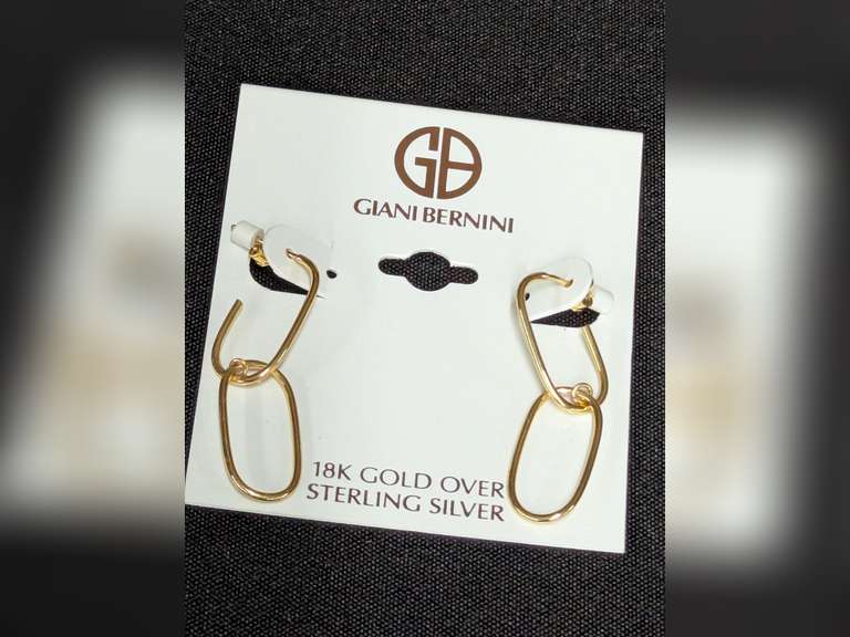 Giani Bernini 18K Gold Over Sterling Silver Link Wire Hoop Earrings image