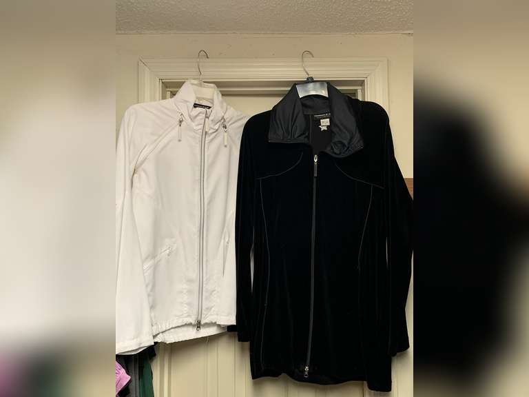 2 LADIES JACKETS - SIZE SMALL (B.N.W. ATHLETIC JACKET, B.N.W. 3/4 FLEECE JACKET) - UP MASTER BED image