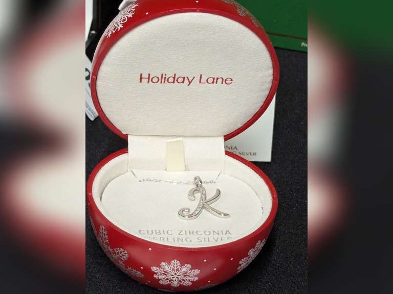 Holiday Lane Sterling Silver Cubic Zirconia 'K' Initial Necklace image