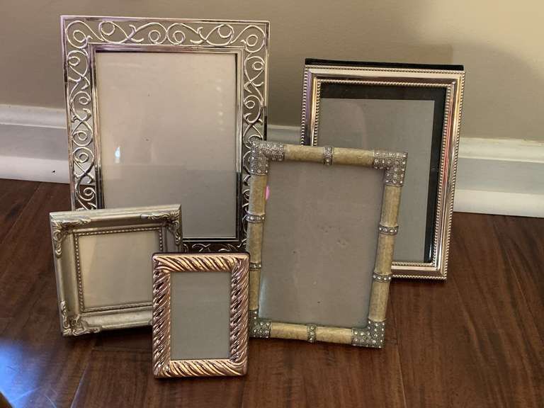 5 VERY BRASS/SILVER PHOTO FRAMES - LIVING ROOM image