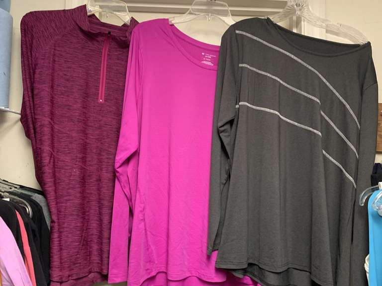 LADIES ATHLETIC WEAR - 10 TOPS (SIZE 2XL- 4 NEW W/ TAG) - UP MASTER CLOSET 2 image