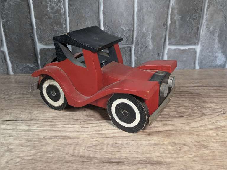 VINTAGE HANDMADE WOODEN ANTIQUE CAR MODEL image