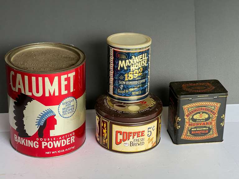 Vintage collectible tins, four pieces, pictures for details. image