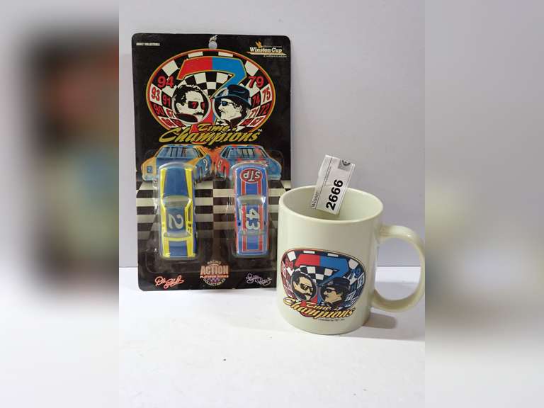 Dale Earnhardt & Richard Petty Winston Cup Champions Mug & Car Set image