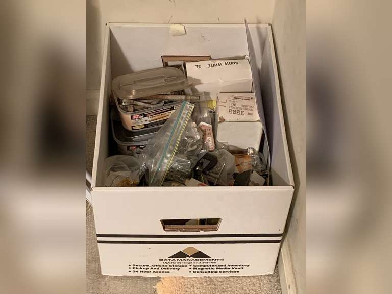 BOX FULL OF SCREWS, NUTS, BOLTS - FOYER image