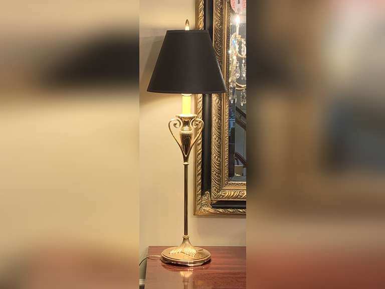 BRASS ART NOUVEAU TALL CANDLESTICK LAMP 30" TALL - DINING ROOM image