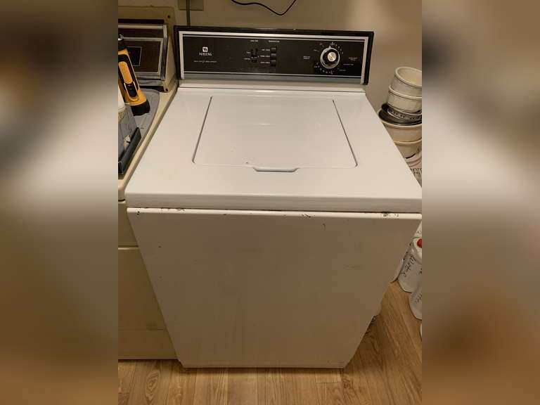 MAYTAG HEAVY DUTY LARGE CAPACITY WHITE ELECTRIC WASHING MACHINE **SPECIAL PICKUP INSTRUCTIONS (WORKS) ***SPECIAL PICKUP INSTRUCTIONS - LAUNDRY image