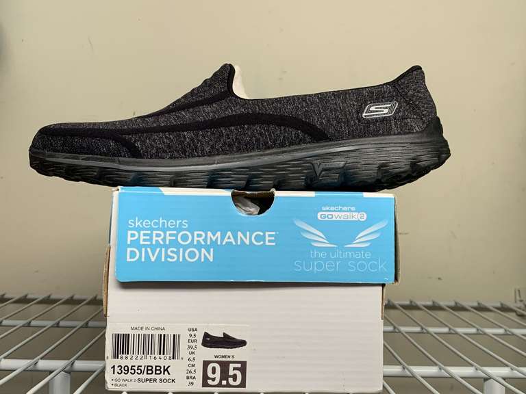 NEW SKECHERS GREY/BLACK SLIP ON TENNIS SHOES SIZE 9 1/2M - UP MASTER CLOSET 2 image