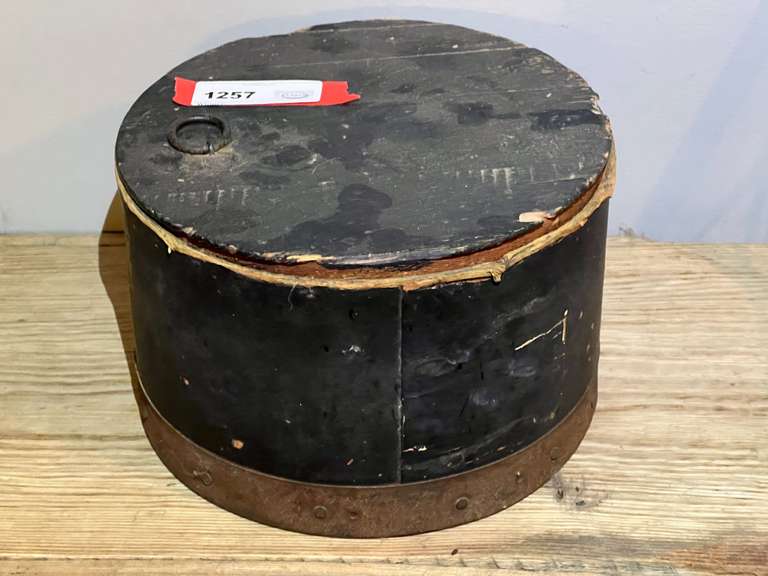 DEN…Vintage/antique pantry box, with content, see pictures for details. image