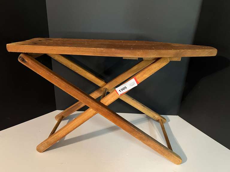 DEN…Vintage miniature wooden child’s ironing board toy, see pictures for details. image