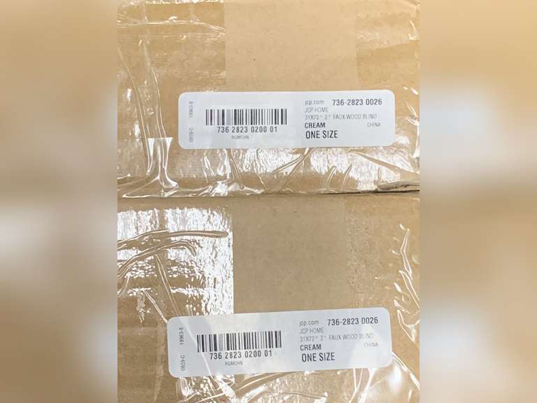 NEW 2" CREAM FAUX WOOD BLINDS IN BOX BY JCPENNEY HOME - TWO 31X72 - UP MASTER CLOSET 2 image