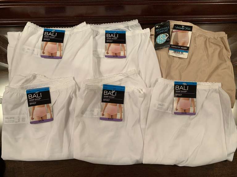 5 PAIR NEW WHITE 2XL/9 BRIEFS & 1 NEW PAIR NUDE VANITY FAIR BRIEFS - UP MASTER BED image