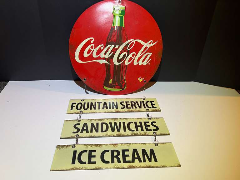 BR3… Vintage looking Coca-Cola sign, this piece is a replica, see pictures for details. image