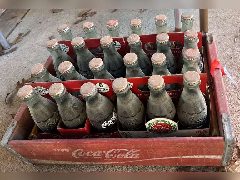 Collectible commemorative 6 ounce Coca-Cola, four 6 packs, also includes a collectible Coca-Cola wooden crate, see pictures for details. image