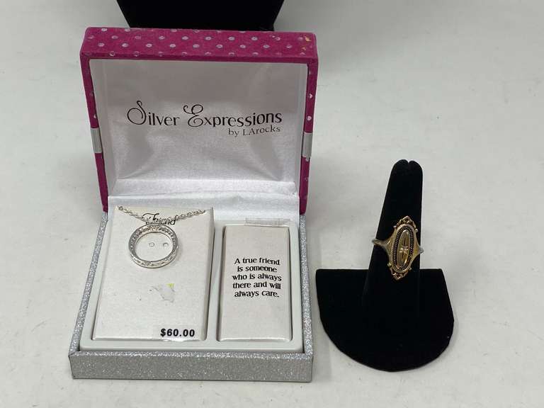 Lovely ladies eternity/circle of life friendship necklace, also includes a vintage Avon ring, see pictures for details. image