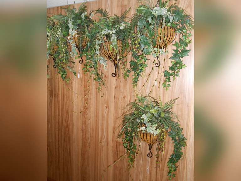 (6) SCONCES, BLACK IRON, W/GREENERY image