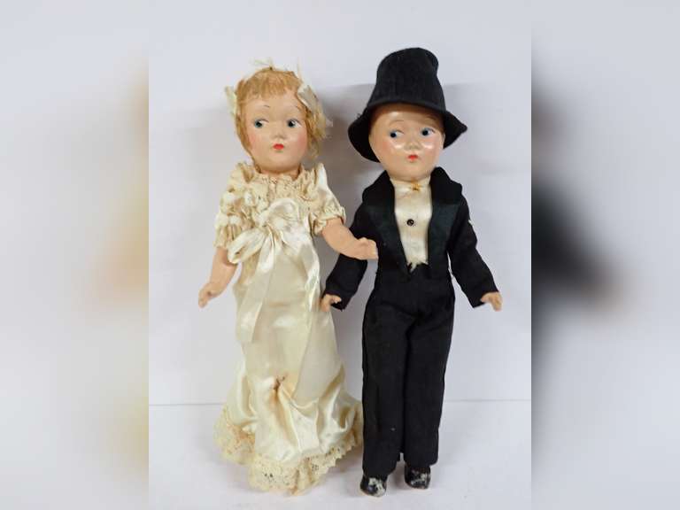 Vintage Bride & Groom Dolls image