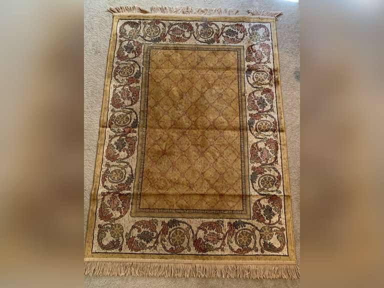 SILKEN TOUCH RUG (GOLD/BROWN/RUST) WITH FRINGE 3 FT 3 IN X 4 FT 11 IN - UP MASTER BED image