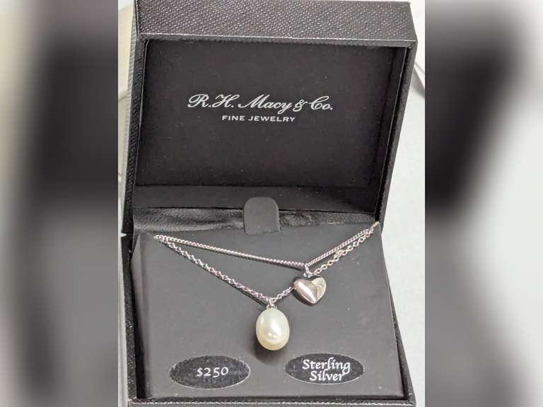Sterling Silver Cultured Pearl Heart Pendant Necklace image