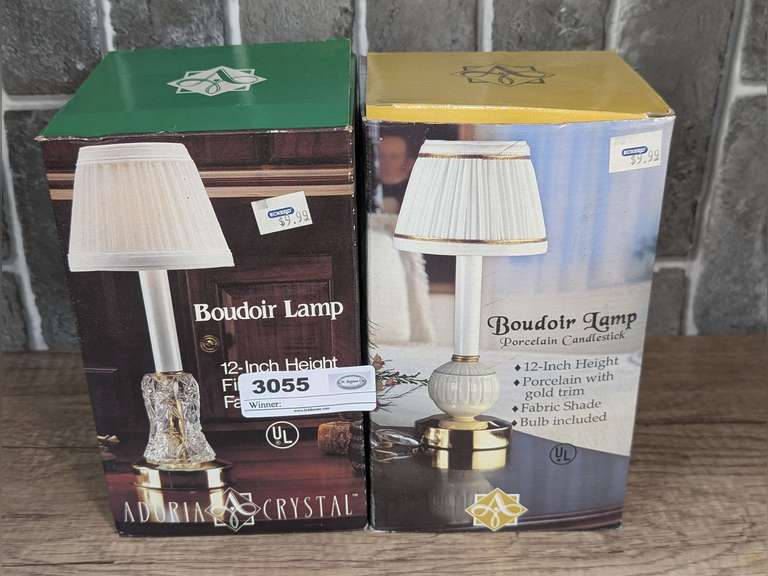 PAIR OF ADORIA BOUDOIR LAMPS IN ORIGINAL BOXES image