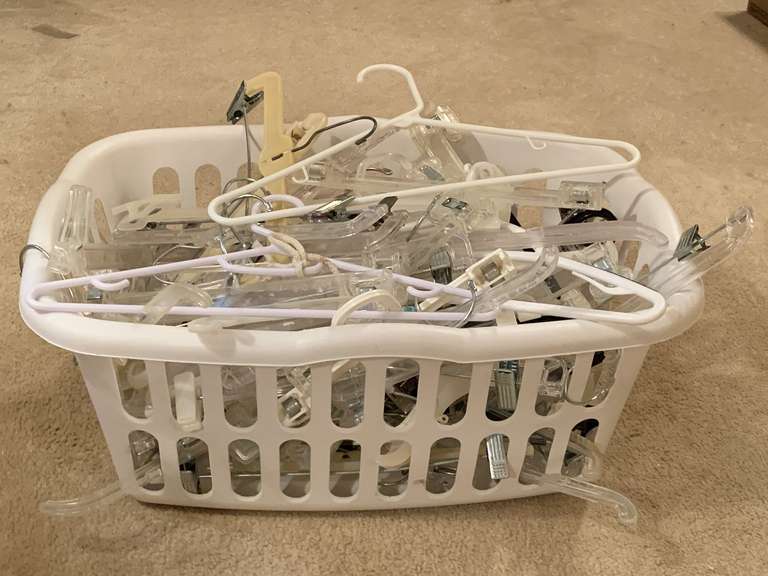 LAUNDRY BASKET FULL OF HANGERS - UP MASTER BED image