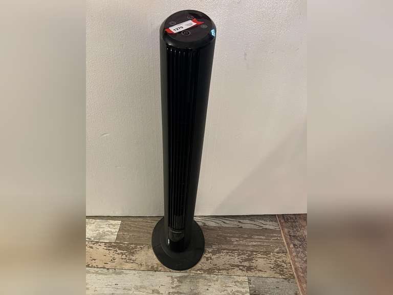 DEN… Lasko Tower fan, powers up, see pictures for details. image