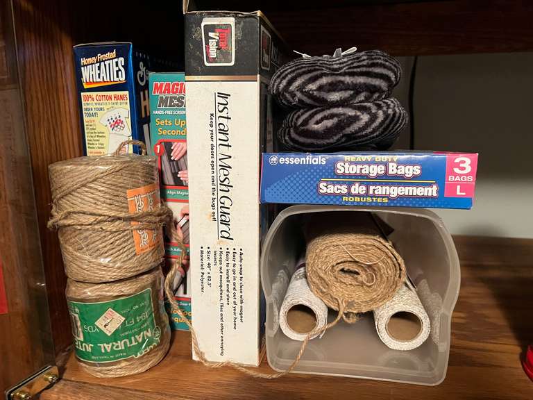 BR3…Assorted household items to include Magic Mesh screen door, natural jute, bedroom shoes, heavy duty storage bags, and more. See pictures for details. image