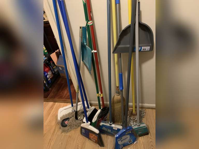 LOT OF MOSTLY NEW BROOMS - LAUNDRY image