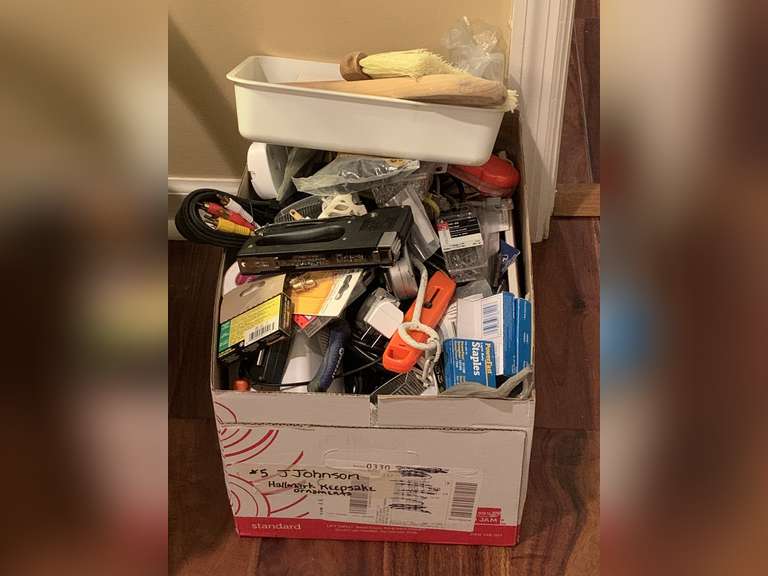 MYSTERY BOX FULL OF ASSORTED OFFICE/ELECTRICAL/SMALL TOOLS & MORE - DEN image